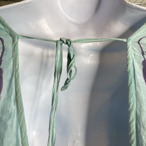 Vix Paula‎ Hermanny Women's Teal Tie Dye Silk Poncho Top Size S Resort Cover Up - Picture 11 of 12